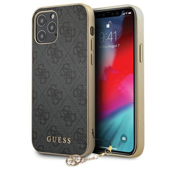 Guess GUHCP12MGF4GGR iPhone 12/12 Pro 6,1" szürke 4G Charms Collection keménytok