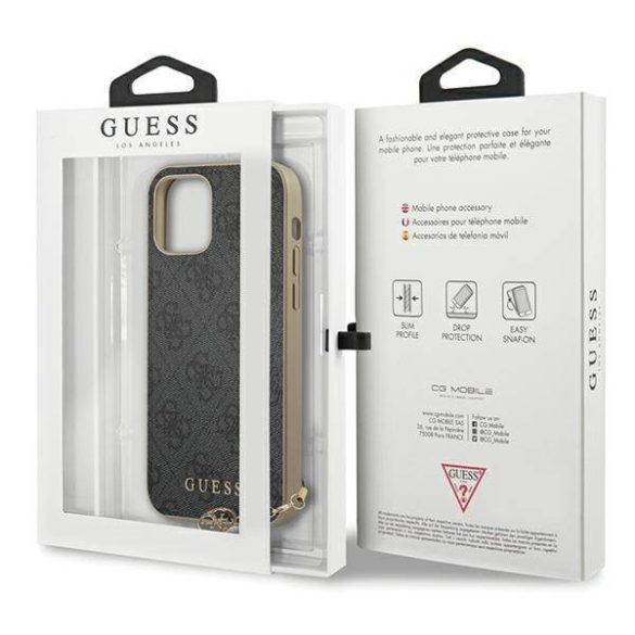 Guess GUHCP12MGF4GGR iPhone 12/12 Pro 6,1" szürke 4G Charms Collection keménytok