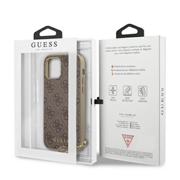 Guess GUHCP12LGF4GBR iPhone 12 Pro Max 6,7" barna 4G Charms Collection keménytok