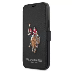   US Polo USFLBKP12SPUGFLBK iPhone 12 mini 5,4" fekete könyvtok Polo Embroidery Collection