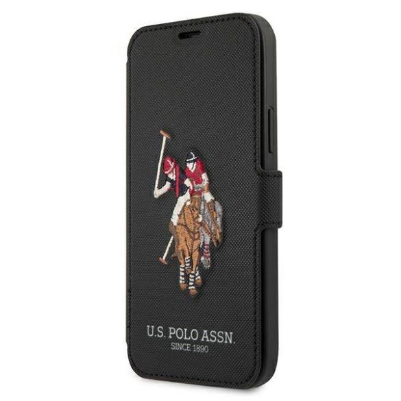 US Polo USFLBKP12SPUGFLBK iPhone 12 mini 5,4" fekete könyvtok Polo Embroidery Collection