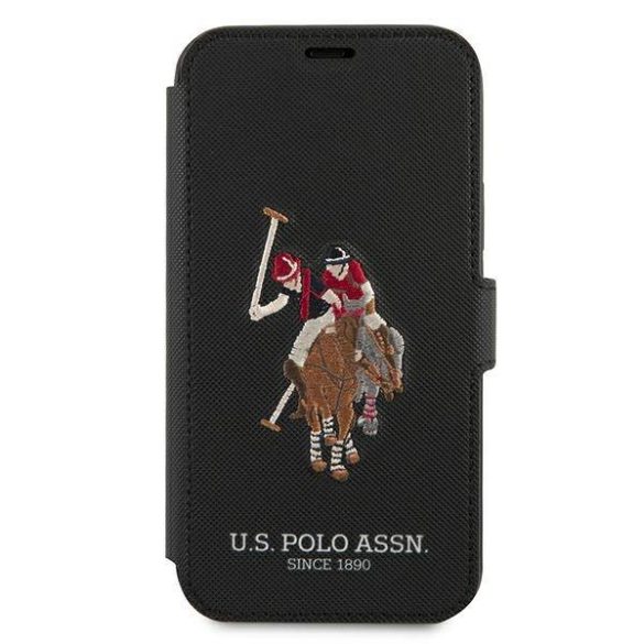 US Polo USFLBKP12SPUGFLBK iPhone 12 mini 5,4" fekete könyvtok Polo Embroidery Collection