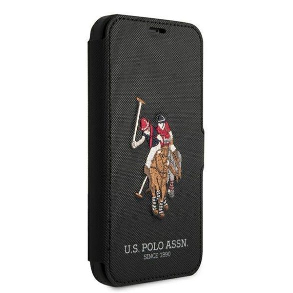 US Polo USFLBKP12SPUGFLBK iPhone 12 mini 5,4" fekete könyvtok Polo Embroidery Collection