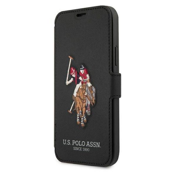 US Polo USFLBKP12MPUGFLBK iPhone 12/12 Pro 6,1" fekete könyvtok Polo Embroidery Collection