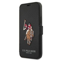   US Polo USFLBKP12LPUGFLBK iPhone 12 Pro Max 6,7" fekete könyvtok Polo Embroidery Collection