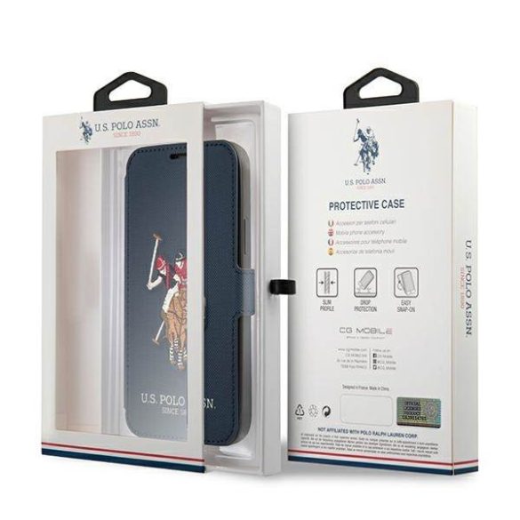 US Polo USFLBKP12LPUGFLNV iPhone 12 Pro Max 6,7" kék könyvtok Polo Embroidery Collection