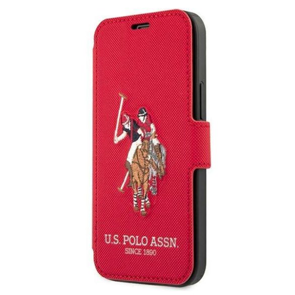 US Polo USFLBKP12SPUGFLRE iPhone 12 mini 5,4" piros könyvtok Polo Embroidery Collection