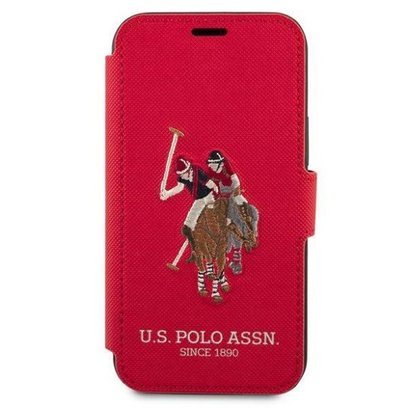 US Polo USFLBKP12SPUGFLRE iPhone 12 mini 5,4" piros könyvtok Polo Embroidery Collection