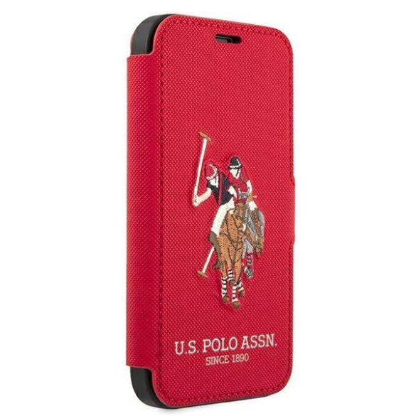 US Polo USFLBKP12SPUGFLRE iPhone 12 mini 5,4" piros könyvtok Polo Embroidery Collection