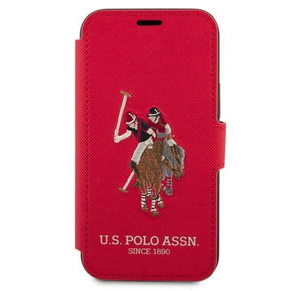 US Polo USFLBKP12MPUGFLRE iPhone 12/12 Pro 6,1" piros könyvtok Polo Embroidery Collection