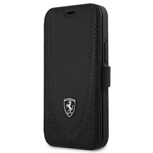 Ferrari FEOGOFLBKP12SBK iPhone 12 mini 5,4" fekete Off Track perforált könyvtok