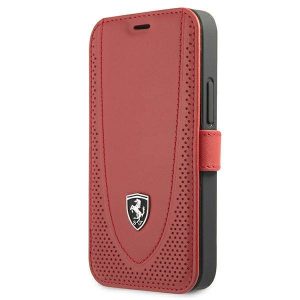 Ferrari FEOGOFLBKP12SRE iPhone 12 mini 5,4" piros Off Track perforált könyvtok