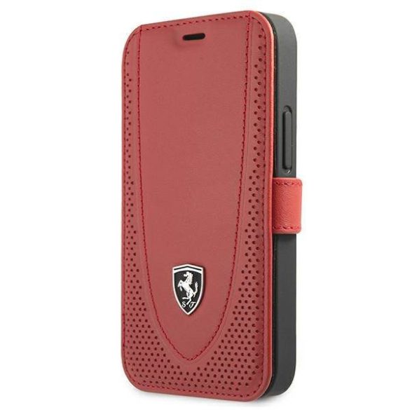 Ferrari FEOGOFLBKP12SRE iPhone 12 mini 5,4" piros Off Track perforált könyvtok