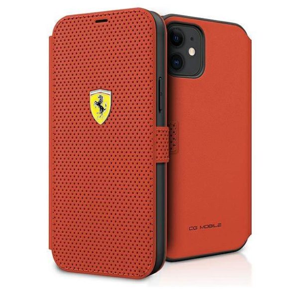 Ferrari FESPEFLBKP12SRE iPhone 12 mini 5,4" piros On Track perforált könyvtok