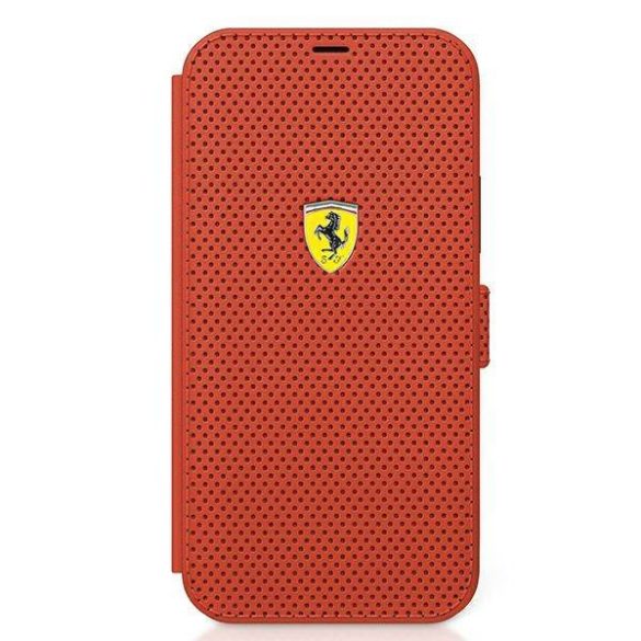 Ferrari FESPEFLBKP12LRE iPhone 12 Pro Max 6,7" piros On Track perforált könyvtok