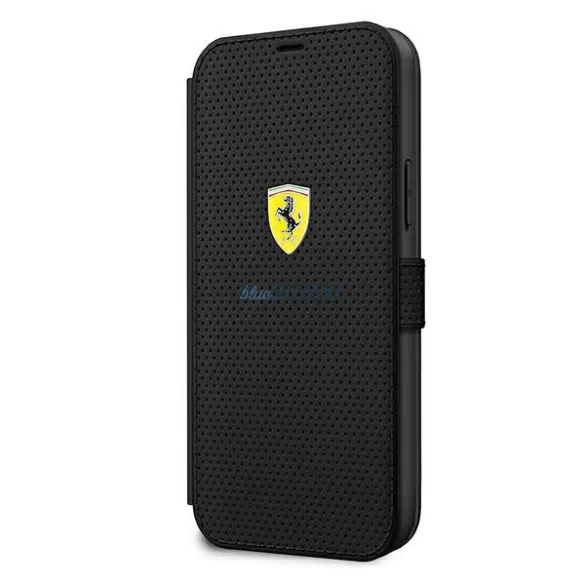 Ferrari FESPEFLBKP12MBK iPhone 12/12 Pro 6,1" fekete On Track perforált könyvtok