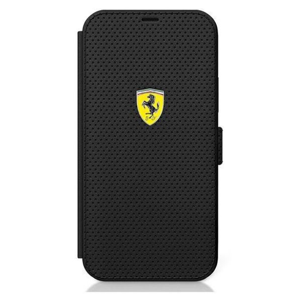 Ferrari FESPEFLBKP12LBK iPhone 12 Pro Max 6,7" fekete On Track perforált könyvtok