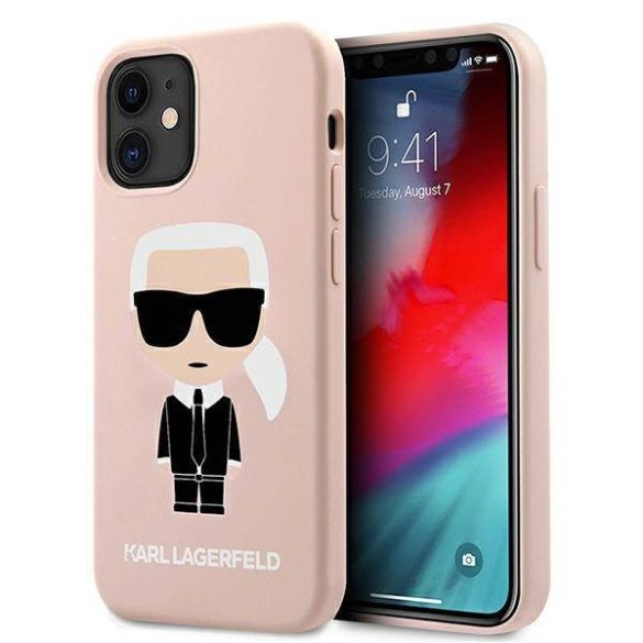 Karl Lagerfeld KLHCP12SSLFKPI iPhone 12 mini 5,4" keménytok világos rózsaszín szilikon ikonikus tok