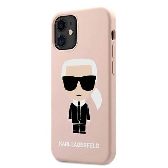 Karl Lagerfeld KLHCP12SSLFKPI iPhone 12 mini 5,4" keménytok világos rózsaszín szilikon ikonikus tok