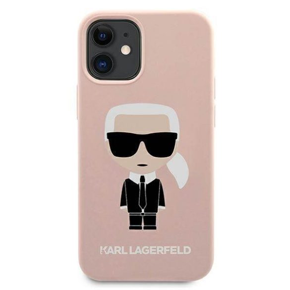 Karl Lagerfeld KLHCP12SSLFKPI iPhone 12 mini 5,4" keménytok világos rózsaszín szilikon ikonikus tok