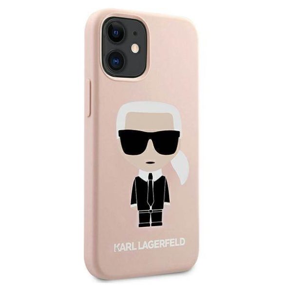 Karl Lagerfeld KLHCP12SSLFKPI iPhone 12 mini 5,4" keménytok világos rózsaszín szilikon ikonikus tok