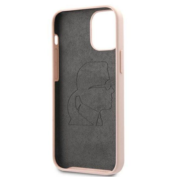 Karl Lagerfeld KLHCP12SSLFKPI iPhone 12 mini 5,4" keménytok világos rózsaszín szilikon ikonikus tok