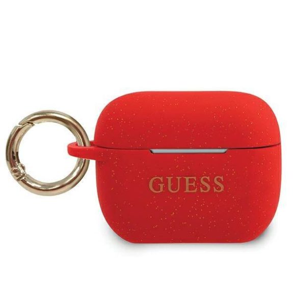 Guess GUACAPSILGLRE AirPods Pro piros szilikon Glitter tok