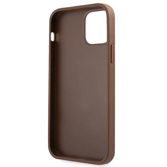 Guess GUHCP12MG4GFBR iPhone 12 / 12 Pro 6,1" barna 4G fém arany logós keménytok