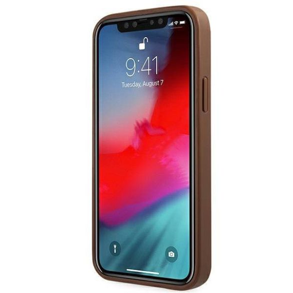 Guess GUHCP12LG4GFBR iPhone 12 Pro Max 6,7" barna 4G fém arany logós keménytok