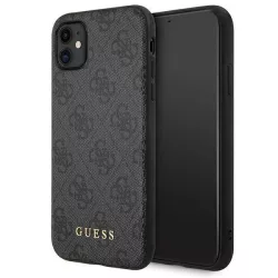   Guess GUHCN61G4GFGR iPhone 11  6,1" szürke keménytok 4G fém arany logóval