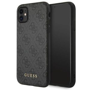 Guess GUHCN61G4GFGR iPhone 11  6,1" szürke keménytok 4G fém arany logóval