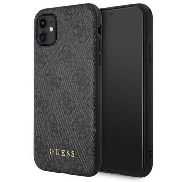 Guess GUHCN61G4GFGR iPhone 11  6,1" szürke keménytok 4G fém arany logóval