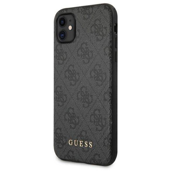 Guess GUHCN61G4GFGR iPhone 11  6,1" szürke keménytok 4G fém arany logóval