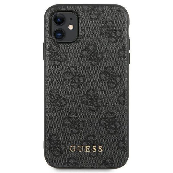 Guess GUHCN61G4GFGR iPhone 11  6,1" szürke keménytok 4G fém arany logóval