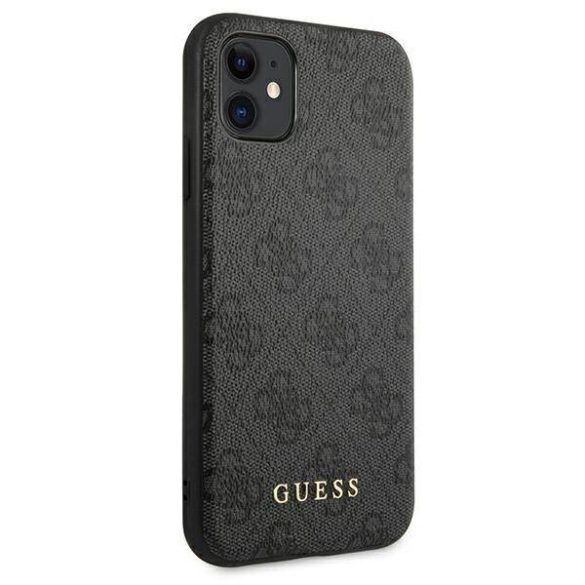 Guess GUHCN61G4GFGR iPhone 11  6,1" szürke keménytok 4G fém arany logóval