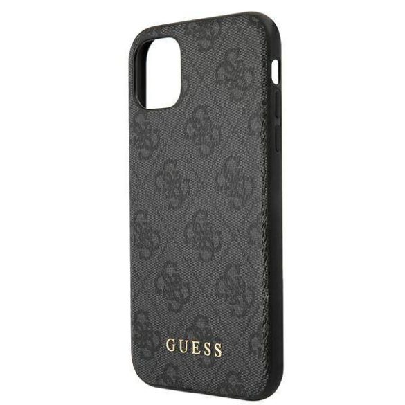 Guess GUHCN61G4GFGR iPhone 11  6,1" szürke keménytok 4G fém arany logóval