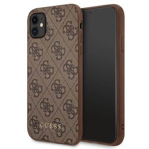 Guess GUHCN61G4GFBR iPhone 11 / Xr 6,1" barna keménytok 4G fém arany logóval