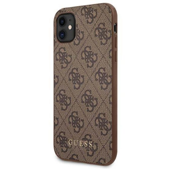 Guess GUHCN61G4GFBR iPhone 11 / Xr 6,1" barna keménytok 4G fém arany logóval