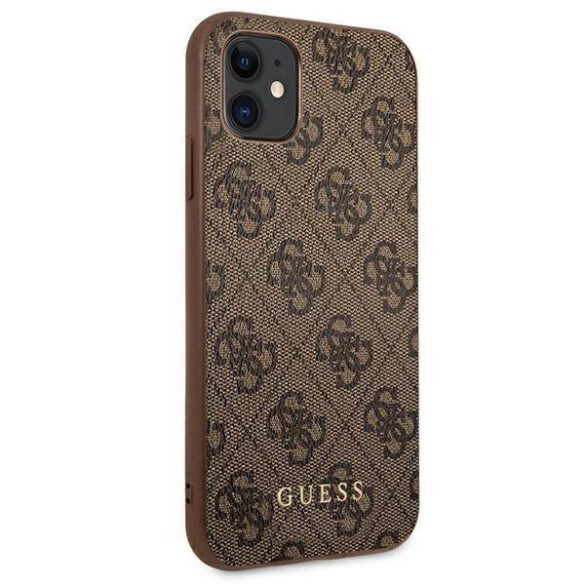 Guess GUHCN61G4GFBR iPhone 11 / Xr 6,1" barna keménytok 4G fém arany logóval