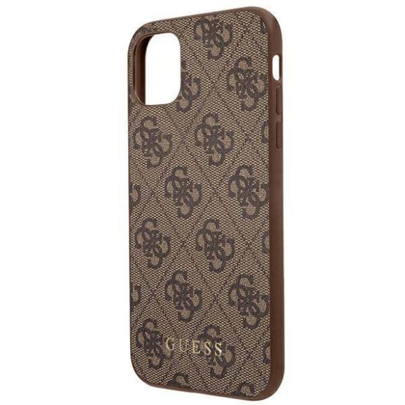 Guess GUHCN61G4GFBR iPhone 11 / Xr 6,1" barna keménytok 4G fém arany logóval