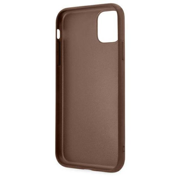 Guess GUHCN61G4GFBR iPhone 11 / Xr 6,1" barna keménytok 4G fém arany logóval