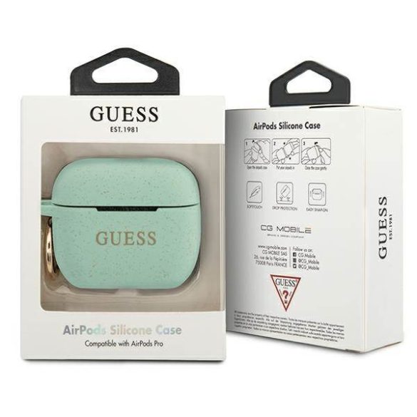 Guess GUACAPSILGLGN AirPods Pro zöld szilikon Glitter tok