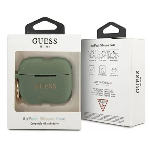 Guess GUACAPSILGLKA AirPods Pro keki szilikon Glitter tok
