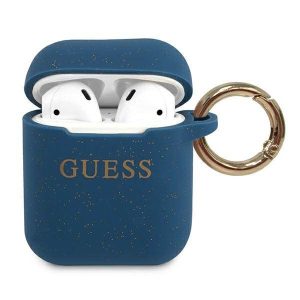 Guess GUACCSILGLBL AirPods 1/2 tok kék szilikon csillogó