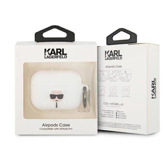 Karl Lagerfeld KLACAPSILGLWH AirPods Pro fehér szilikon ikonikus tok