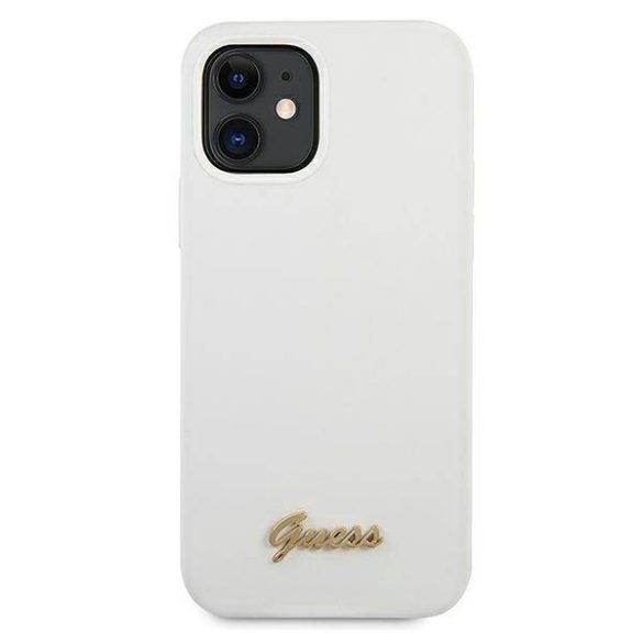 Guess GUHCP12SLSLMGWH iPhone 12 mini 5,4" fehér Metal Logo Script keménytokban