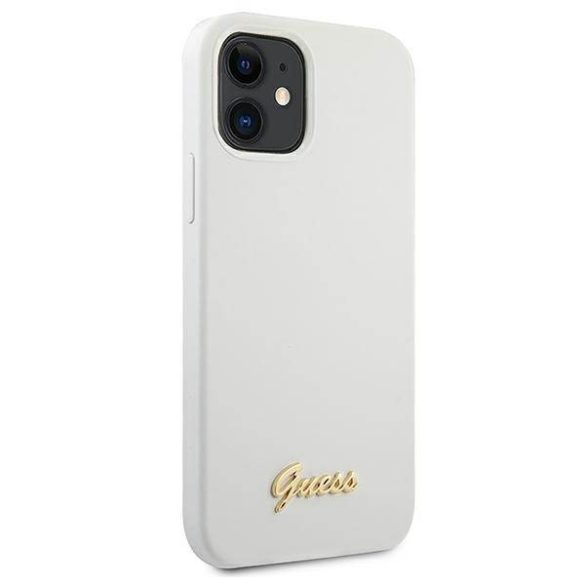 Guess GUHCP12SLSLMGWH iPhone 12 mini 5,4" fehér Metal Logo Script keménytokban