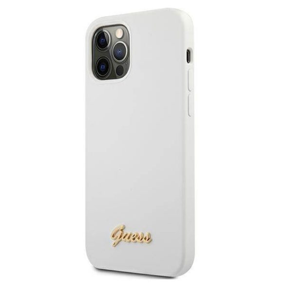 Guess GUHCP12MLSLMGWWH iPhone 12/12 Pro 6,1" fehér Metal Logo Script keménytok