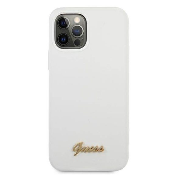 Guess GUHCP12MLSLMGWWH iPhone 12/12 Pro 6,1" fehér Metal Logo Script keménytok