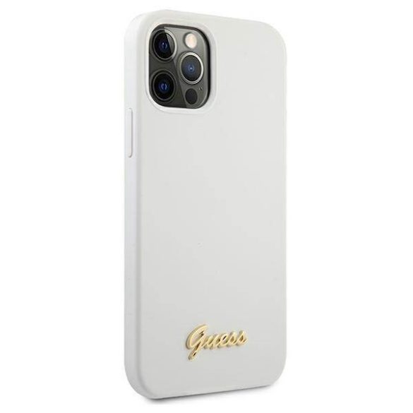 Guess GUHCP12MLSLMGWWH iPhone 12/12 Pro 6,1" fehér Metal Logo Script keménytok